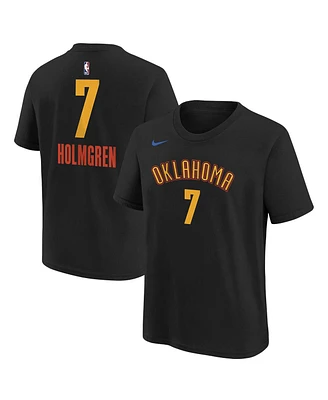 Nike Big Boys and Girls Chet Holmgren Black Oklahoma City Thunder 2024/25 Edition Name Number T-Shirt