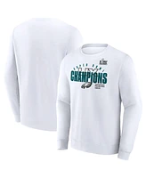 Fanatics Men's White Philadelphia Eagles Super Bowl Lix Champions Iconic Victory Fleece Sweatshirt