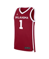 Jordan Men's Crimson Oklahoma Sooners 1 Road Replica Basketball Jersey