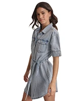 Dkny Jeans Petite Cotton Belted Utility Shirtdress