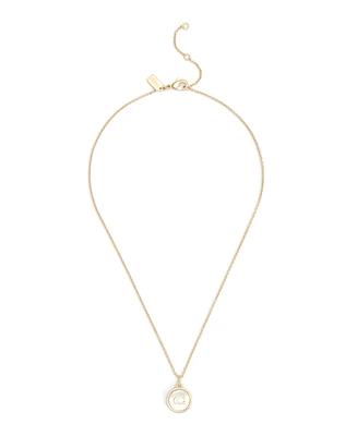 Coach Signature Mother of Pearl Coin Pendant Necklace