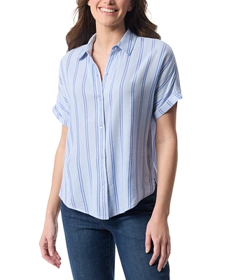 Gloria Vanderbilt Women's Daisy Striped Short-Sleeve Shirt