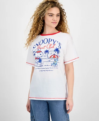 Freeze 24-7 Juniors' Snoopy Boat Club Ringer T-Shirt