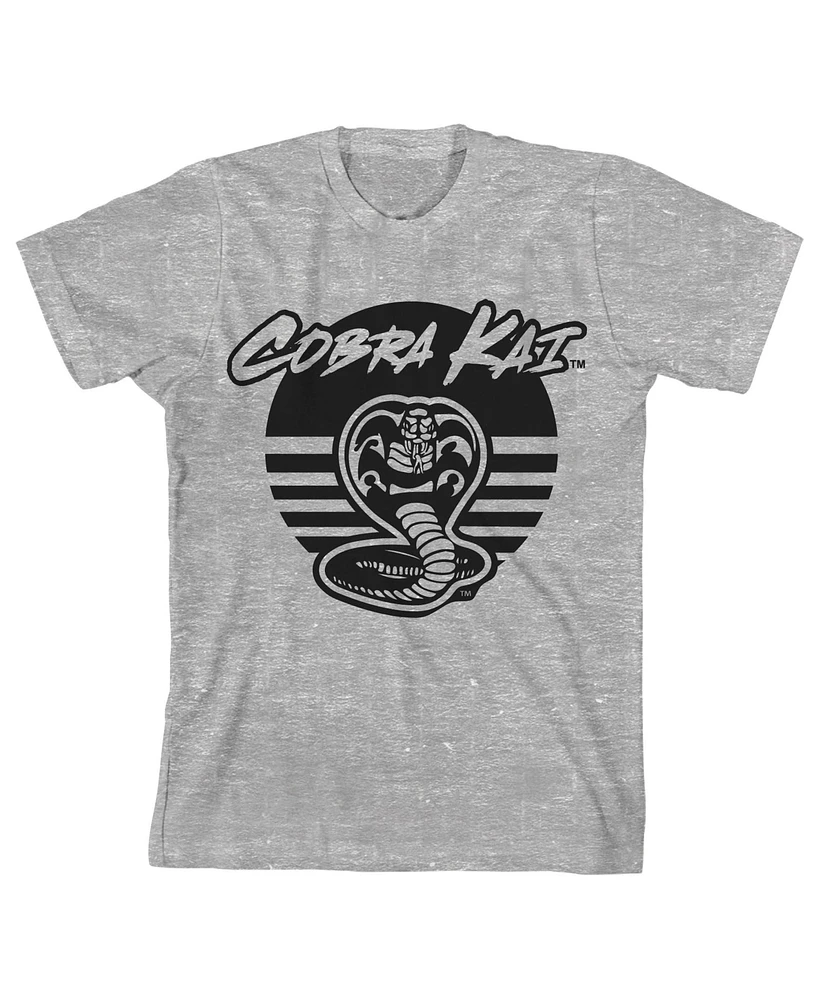 Cobra Kai Black Snake Icon Boy's Athletic Heather T-shirt-xl