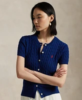 Polo Ralph Lauren Women's Cable-Knit Cotton Short-Sleeve Cardigan Sweater