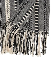 Saro Lifestyle Fringe Detail Braided Stripe Table Runner, 14" x 72"