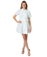 Sam Edelman Women's Eyelet Puff-Sleeve Shirtdress