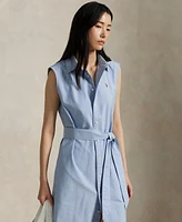 Polo Ralph Lauren Women's Belted Oxford Sleeveless Shirtdress