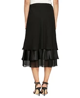 Alex Evenings Women's Tiered Satin-Hem Chiffon Skirt