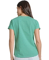 Jones New York Women's Striped Button-Trim T-Shirt
