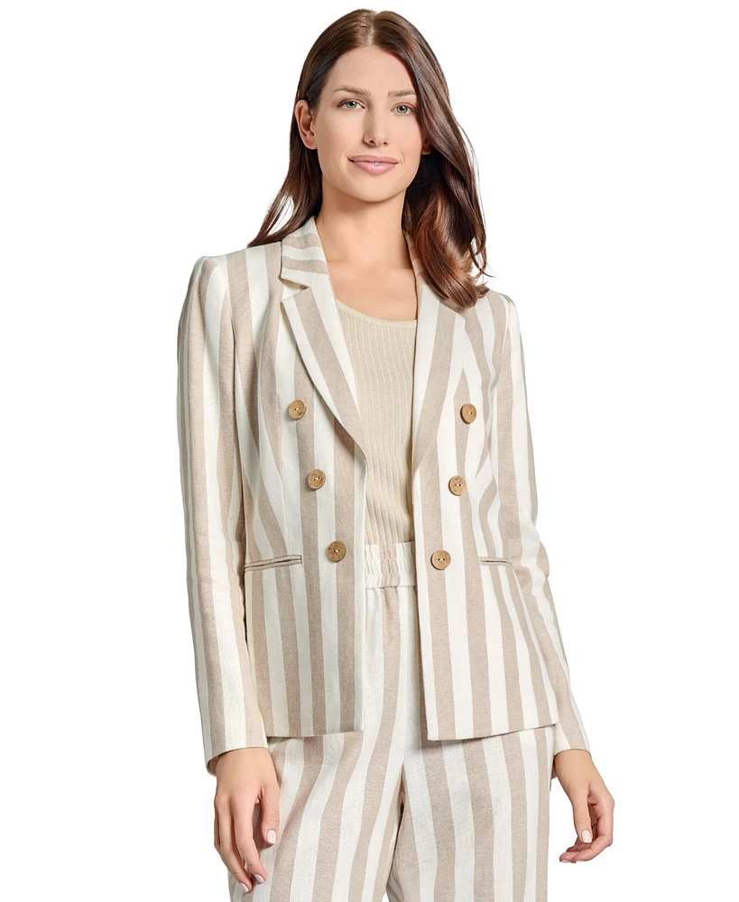 Jones New York Women's Striped Open-Front Blazer