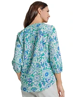 Jones New York Women's Paisley-Print Linen-Blend Tunic