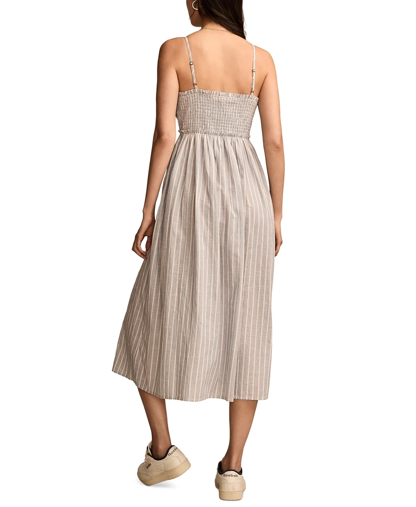 Lucky Brand Women's Corset Poplin Midi Dress