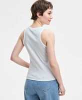 On 34th Women's Contrast Tipped Micro Rib Tank Top, Exclusively at Macy's