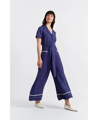 Chinti and Parker Women's & Linen Blend La Mer Jumpsuit