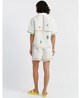 Chinti and Parker Women's & Linen-Cotton Peanuts Vacation Shorts
