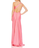 Women's Beaded One Shoulder Column Gown