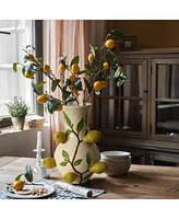 LuxenHome Ivory with Yellow Lemons Ceramic 13.8-Inch Tall Vase