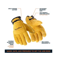 RefrigiWear Stretch Knuckle Insulated Leather Gloves - Extreme Cold Protection, Flexible & Durable Work