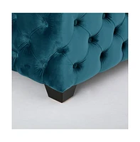 29 Inch Square Velvet Ottoman, Button-Tufted Upholstered Footrest for Living Room & Bedroom-The Pop Home