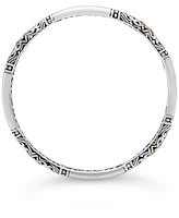 Devata Bali Filigree Bangle Bracelet in Sterling Silver and 18K Gold Accents