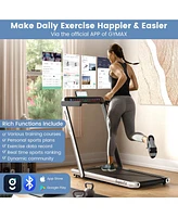 2 in 1 Under Desk Treadmill, 2.25HP Superfit Folding Treadmill with Touch Panel Control, App Control, Remote Control, Bluetooth Speaker, Foldable Walk