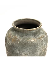 LuxenHome Rustic Gold and Brown Terracotta 13.6-Inch Tall Urn Vase
