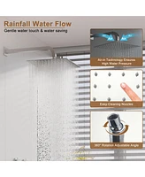 Thermostatic 4-Function Shower System with Handheld Shower Head Dual Shower Head with Side Body Jets Shower Faucet, Chrome