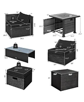Gymax 9PCS Furniture Set w/ 32'' Fire Pit Table 50,000 Btu Square Propane Fire Pit Patio