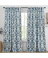 Hlc.me Clara Floral Damask Patterned Window Back Tab Rod Pocket Curtains Bedroom
