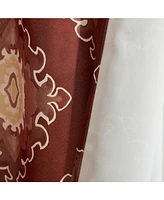 Hlc.me Liam Ogee Ikatt Damask Patterned Window Grommet Curtains Bedroom - Light Blocking Darkening Window Panels, Set of 2 (Spice Red