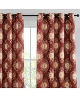 Hlc.Me Liam Ogee Ikatt Damask Patterned Window Grommet Curtains Bedroom Light Blocking Darkening Window Panels Set Of 2 Spice Red 52 W X 84 L