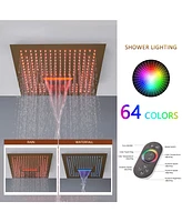Matte Black 4-Way Shower System with Led and Music Player Faucet Set Handheld Side Body Jets
