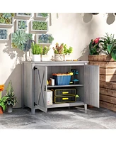 Outsunny Wood Outdoor Storage Cabinet Potting Shed with Shelf,
