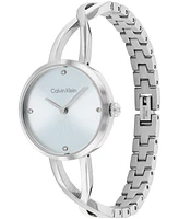 Calvin Klein Women's Sculpted Embrace Silver Tone Stainless Steel Bracelet Watch, 28mm