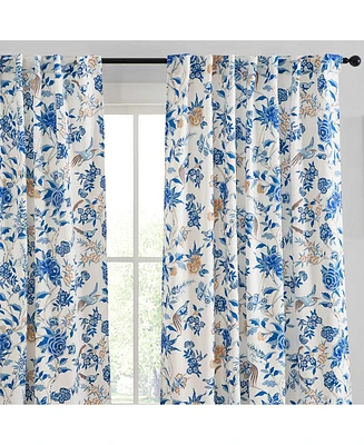 Hlc.me Scarlet Floral & Birds Patterned Window Back Tab Rod Pocket Curtains Bedroom