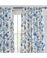 Hlc.me Scarlet Floral & Birds Patterned Window Back Tab Rod Pocket Curtains Bedroom