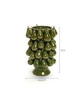 LuxenHome Green Ceramic Modern Pears 12.4-Inch Tall Vase