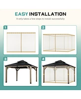 Aoodor Universal 12 x 12 ft. Gazebo Replacement Mosquito Netting Screen 4-Panel Sidewalls with Double Zipper (Only Netting)