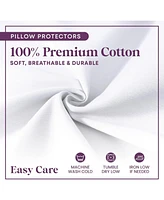 Circles Home 100% Cotton Breathable Pillow Protector with Zipper – White ( Pack