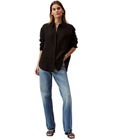 Calvin Klein Jeans Women's Double Gauze Roll-Tab-Sleeve Button-Down Shirt