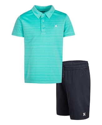 Hurley Little Boys 2-Piece H2O-dri Belmont Polo Top and Shorts Set