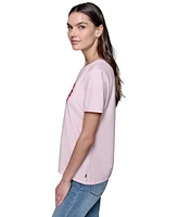 Karl Lagerfeld Paris Women's Heart Quote Crewneck Tee