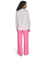 Calvin Klein Women's Split-Neck Long-Sleeve Shirt