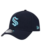 New Era Men's Deep Sea Blue Seattle Kraken Core A-Frame 9FORTY Adjustable Hat