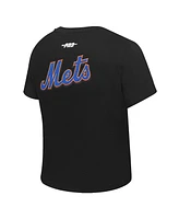 Pro Standard Women's Black New York Mets Game Day Classics Baby Doll Cropped T-Shirt