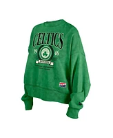 New Era Women's Kelly Green Boston Celtics Hardwood Classics Enzyme Wash Oversized Boxy Pullover Sweatshirt