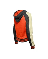 New Era Women's Orange Baltimore Orioles Throwback Cropped Raglan Pullover Hoodie