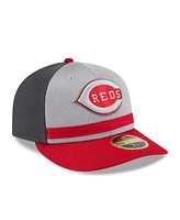 New Era Men's Gray/Red Cincinnati Reds 2025 Batting Practice Low Profile 59FIFTY Fitted Hat