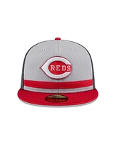 New Era Men's Gray/Red Cincinnati Reds 2025 Batting Practice 59FIFTY Fitted Hat